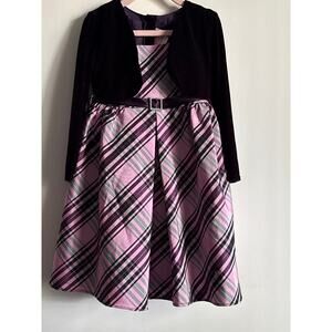 Girls Formal Dress | Pink/Purple/Gray Plaid | Size 4 | 100% Polyester